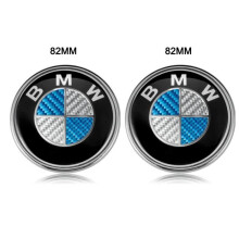 Suaitheantas cochall nó geata cúil 82mm+82mm, Athsholáthar Lógó Gluaisteán Modhnaithe do BMW Snáithín Carbóin Gorm agus Bán