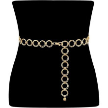 Metallene Taillenkette für Damen, verstellbarer Goldgliedergürtel