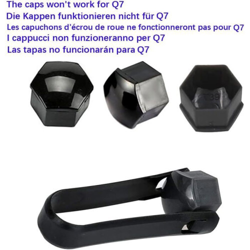 Packung mit 20 Radmutterkappen (17 mm), Radbolzenmutternabdeckungen, Schwarz 2