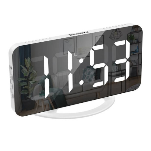 Digitale wekker - LED - Spiegel - Snooze - Instelbare helderheid - USB-opladen