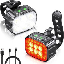 Fietslamp met spot- en breedstraler - 2x4+2x6 helderheidsstanden - USB oplaadbare LED-fietslamp - IP65 waterdicht