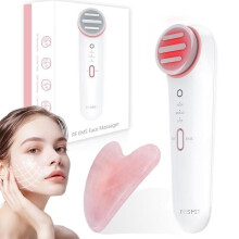 FOSMET 6-in-1 antirimpel gezichtsmassageapparaat voor gezicht en hals, multifunctioneel behandelingsapparaat met EMS, LED en RF