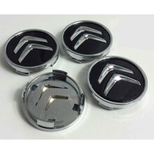 Caipíní Lár Roth Citroen 60mm do C2 C4 C5 C6 C-Quatre Lógó Dubh/Cróimiam 4 phíosa