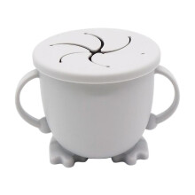 Spill-proof Baby Kids Toddler Baby Silicone Snack Cup with Lid Snack Bowl Light Blue