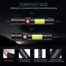 Superheldere LED-zaklamp met hoge lichtopbrengst, krachtige mini-zaklamp, COB-lamp, verstelbare focus