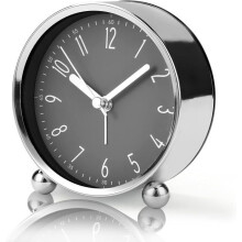 Tikloze wekker, stille 4-inch nachtklok met modern grijs design, tafelklok met groot scherm