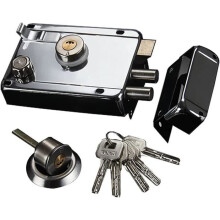 Cerradura nocturna completa con 5 llaves, elegante cerradura de seguridad, cerradura exterior para puerta principal (apertura izquierda)
