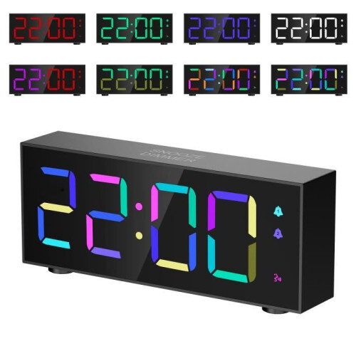 Ψηφιακό Ξυπνητήρι, Ξυπνητήρι LED, Ξυπνητήρι RGB με λειτουργία αναβολής, Ρυθμιζόμ