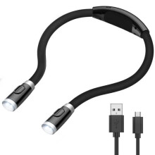 Lámpara de cuello LED de 4 luces, lámpara de mesilla de noche regulable, luz de lectura para leer en la cama.