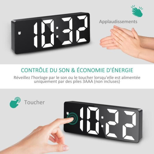 Digitaler Wecker, LED-Wecker mit Schlummerfunktion, einstellbarer Helligkeit und Tagesmodus (Schwarz) 1
