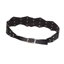 Modieuze PU brede riem met dubbele gespen Stijlvolle look-Zwart