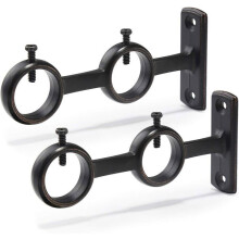 Set di 2 supporti doppi per asta per tende con ganci per soggiorno, camera da letto e aste per tende