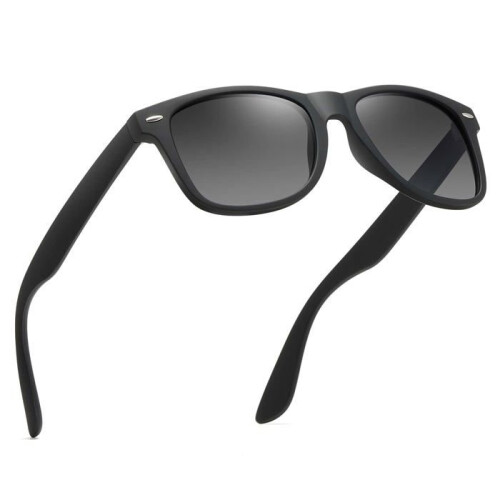 Polarized sunglasses with UV400 protection, rectangular, retro, black, unisex, classic, ultralight