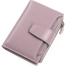 Dámska peňaženka z pravej kože, kompaktná veľkosť, RFID blokovanie, 14 priehradiek - svetlofialová