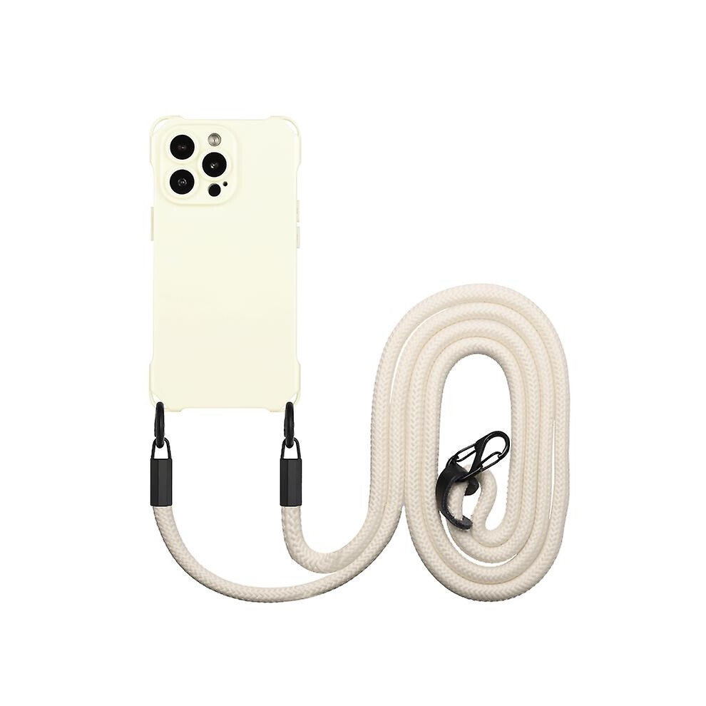 Compatible Iphone 12 Four-Corner Shockproof Tpu Phone Case With Lanyard: White 8273334366452