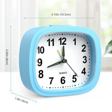 Sveglia al quarzo, sveglia mattutina, piccola sveglia silenziosa senza ticchettio, con luce notturna e funzione snooze - Blu