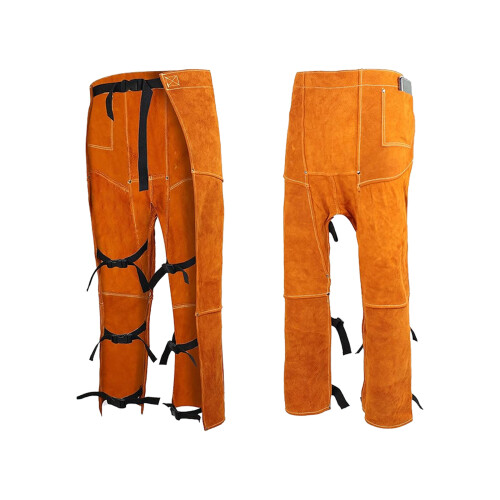 Leather Welding Pants Flame Resistant & Heat Insulation-brown