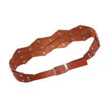 Anime Style Double Row Buckles Belt PU Wide Waistband For-Camel