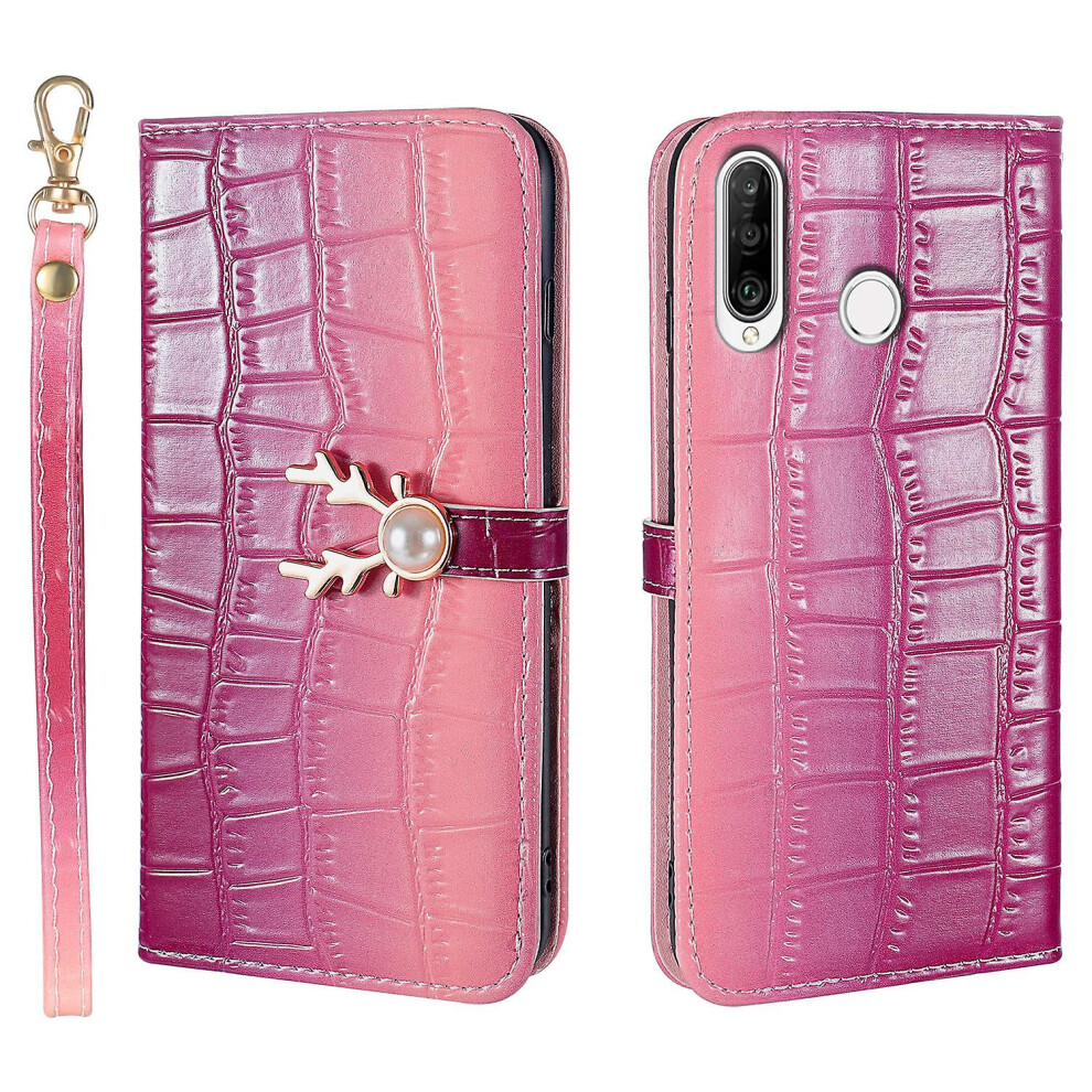 Compatible Huawei P30 Lite Phone Case With Strap:purplish Red 3715007222115