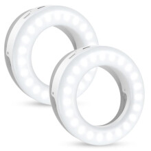 2 anelli luminosi per selfie, ricaricabili, con 40 LED e 3 modalità di illuminazione: luce calda, luce fredda e luce naturale.