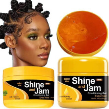 (16oz) WODEMATE Shine and Jam Edge Control Hair Wax for Dreadlocks, Braids, Moisturizing, Styling Gel