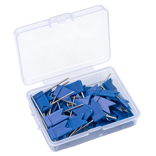 100Pcs Safe Rounded Head Styles Thumbtacks Marker Pins Set-Blue