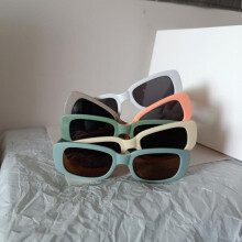 (Black) Children Sun Glasses Narrow Square Frame Catwalk Style UV Protection Fashionable Unisex Kids