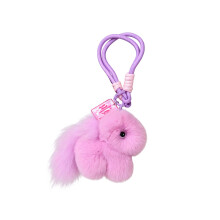 Plush Miniature Donkey Key Holder Ornament With Woven Rope-Pink