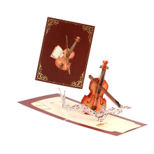 3D viool muziekinstrument wenskaart voor muziekliefhebber