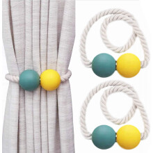 Dekorativní úchyty na záclony ze šňůry, magnetické úchyty s dřevěnými kuličkami, elegantní boho dekorace do domácnosti pro různé