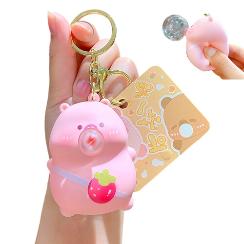 Entertaining Squeeze Bubble Keychain With Various Lovely-pink p
