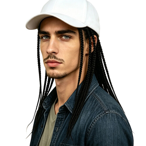 Mode geflochtene Dreadlock-Perücken, Baseballkappe,-Schwarz