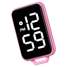 Keyring Watch Large Screen Easy To Read Night Light-Rose pink