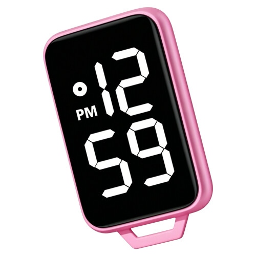 Keyring Watch Large Screen Easy To Read Night Light-Rose pink
