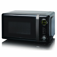 Schwarze Mikrowelle, 700 W, 20 l Fassungsvermögen, LED-Anzeige
