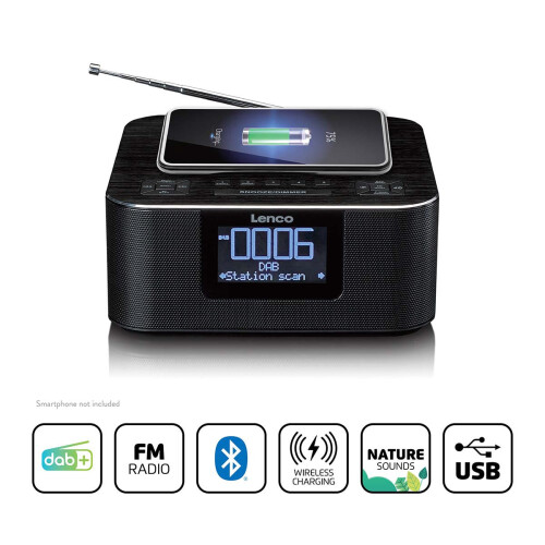 DAB+ Bluetooth-Radiowecker mit kabelloser Ladefunktion