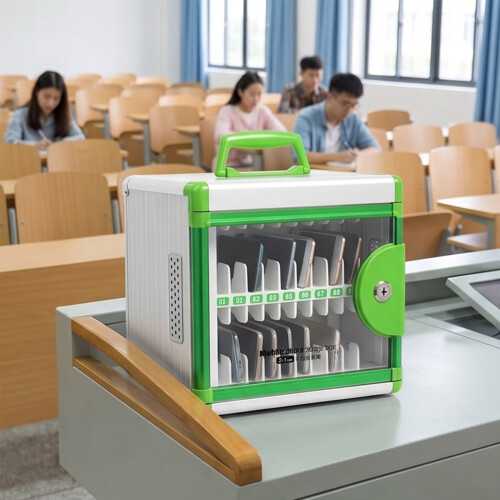 Wall Mountable 24 Section Metal Device Holder For Schools-Gray 2