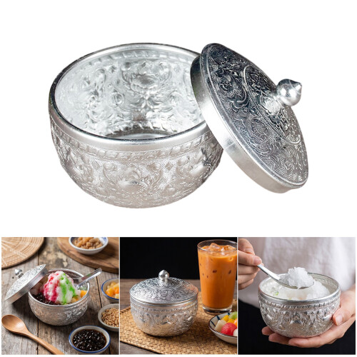 Thai Styles Silver Pewter Serving Dish For Tea Ice And Chilled 1