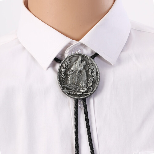 Detachable Wolf Head Necklace With Alloy Chain-ancient tin