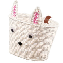 Boys Girls Bicycles Front Basket Handlebar Storage-White bunny.