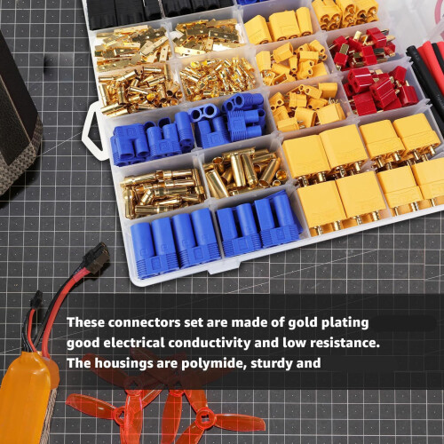 62Pcs XT60 EC3 Connector Assortment With Silicone Wire For 1