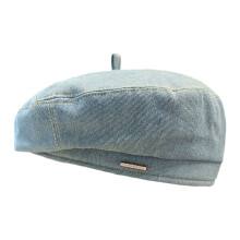Trendy Franse Baret Hoed Jeans Brimless Cap voor-lichtblauw