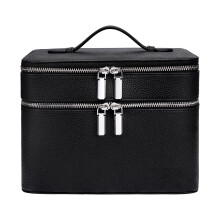 Trousse de toilette en cuir d'unité centrale de port longue-Noir