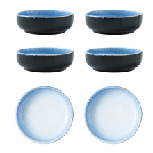 Pack of 6 Japanese Style Ceramic Sauce Dishes Heat-cat eye blue
