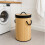 Collapsible Round Bamboo Laundry Basket Lid Hamper 2