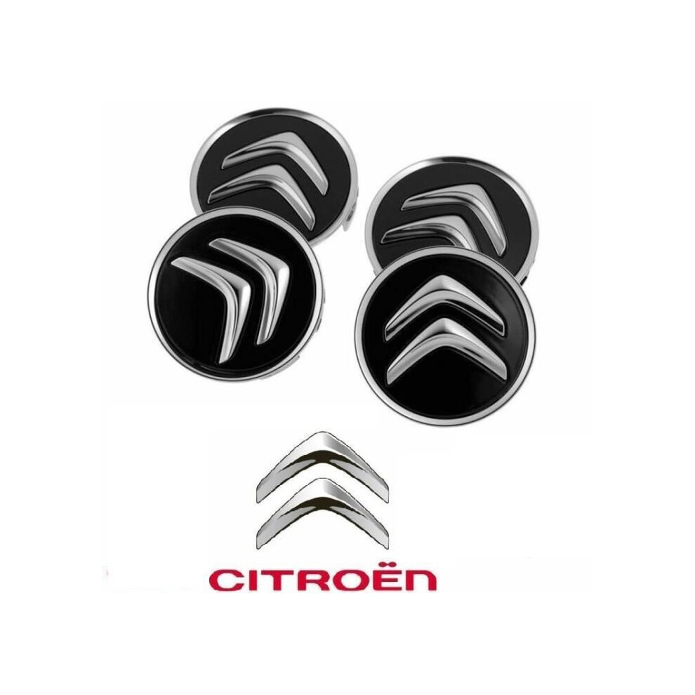 4-Piece 60Mm Wheel Center Caps With Emblem, Rim Caps With Emblem, For Citroã«N C1 C2 C3 C4 C5 C6 C8 C4l Ds3 Ds5 Black 6083684948374