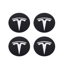 Tesla Model X 3 SY Ersatzteil – 56 mm, 4er-Set Radnabenkappen aus Leichtmetall – Schwarz/Weiß