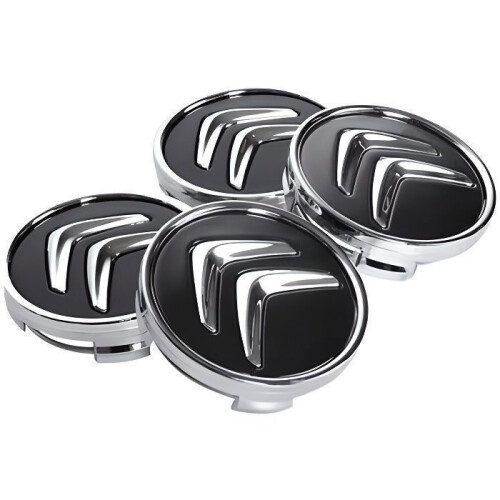 4 x Μαύρο καπάκι κεντρικού τροχού Citroen 60mm, λογότυπο εμβλήματος ζάντας
