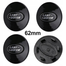 x 62 mm Land Rover Radnabenkappen, komplett schwarz, mit Logo