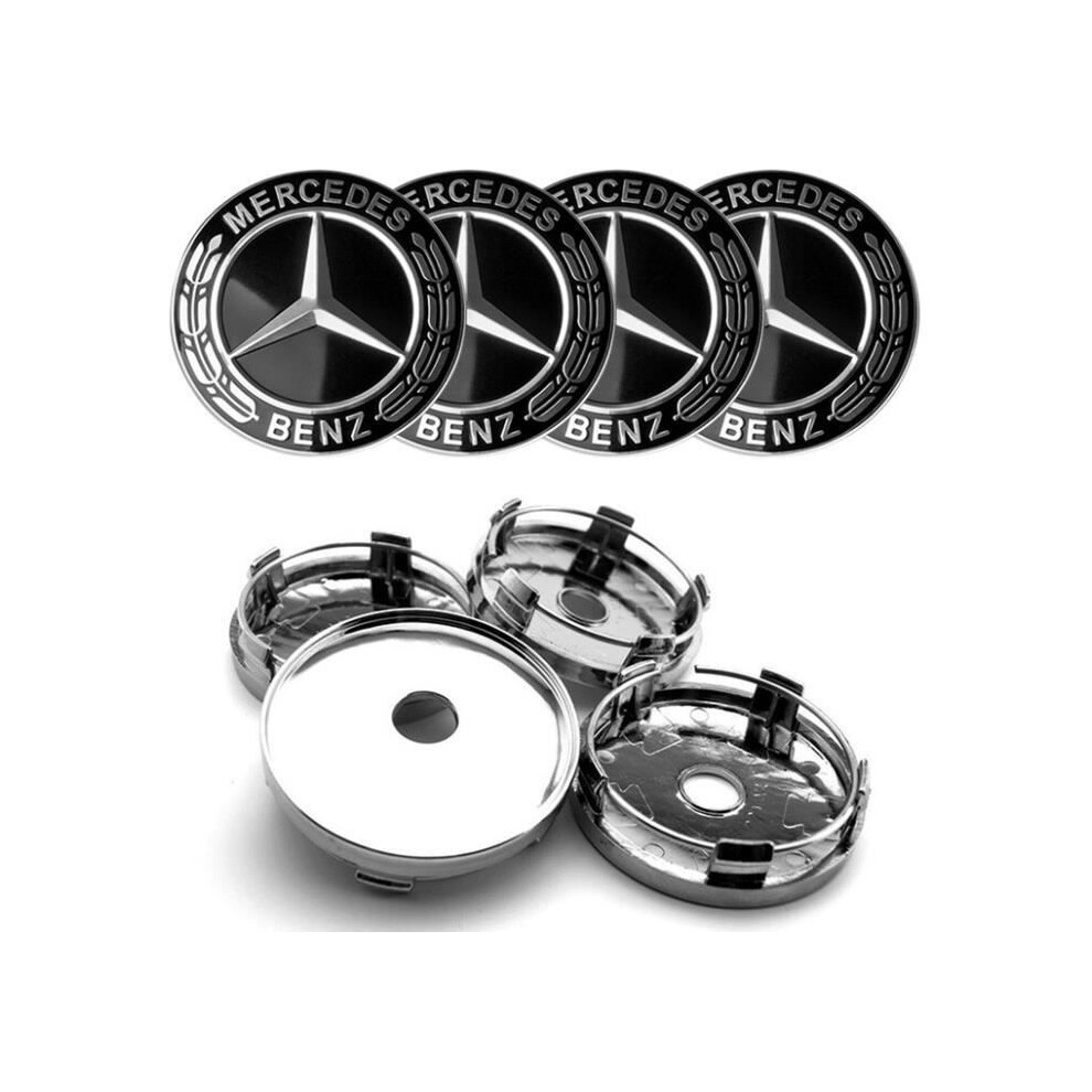 Juxinchang - 4Od60mm Mercedes Benz Chrome Retrofit Wheel Hubcaps Modified Rim Full Logo Black 6083684947964